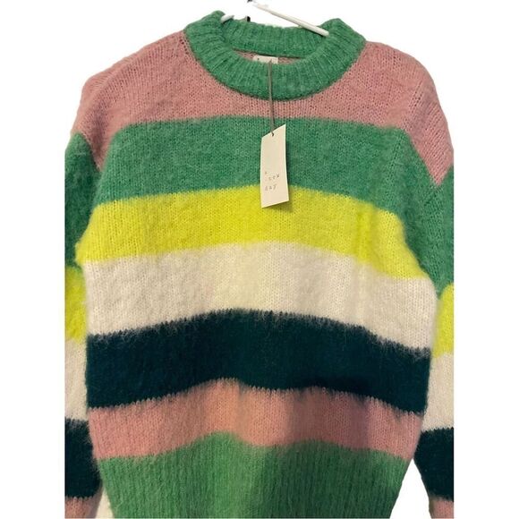 A New Day Women's Multicolor Striped Fuzzy Pullover Sweater Size S - Picture 3 of 8